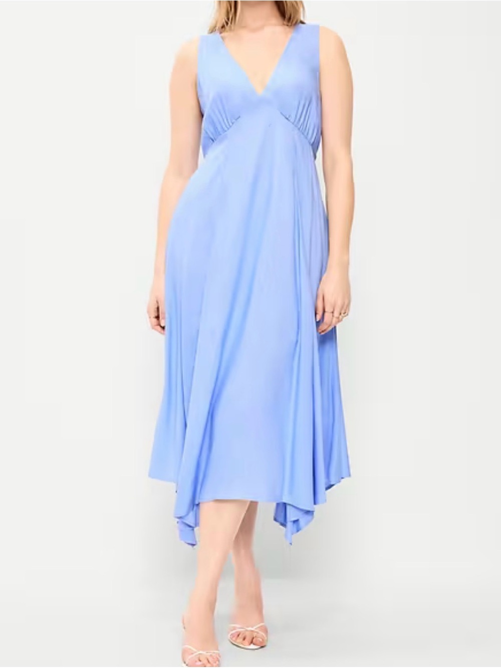 Old Navy Handkerchief Hem Midi Dress XL Light Blue V-Neck NWT Sleeveless Rayon